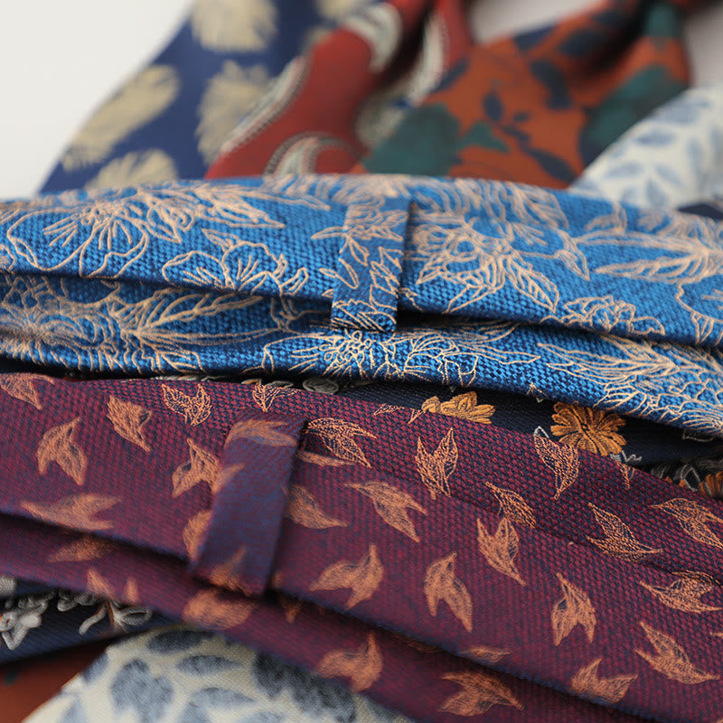 Cravatta da uomo vintage con piume svolazzanti in jacquard - image 2