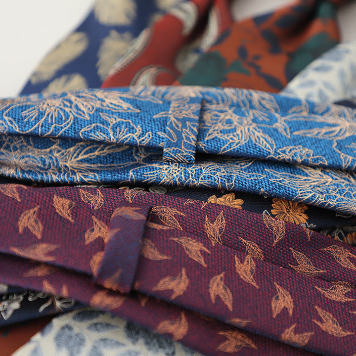 Cravatta da uomo vintage con piume svolazzanti in jacquard - image 2