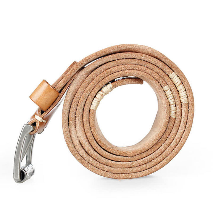 Cintura da uomo in pelle con decoro retrò con linee bianche - image 12