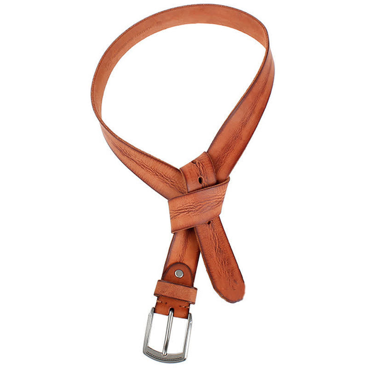 Cintura da uomo in pelle lavata con strato superiore in pelle bovina vintage - image 15