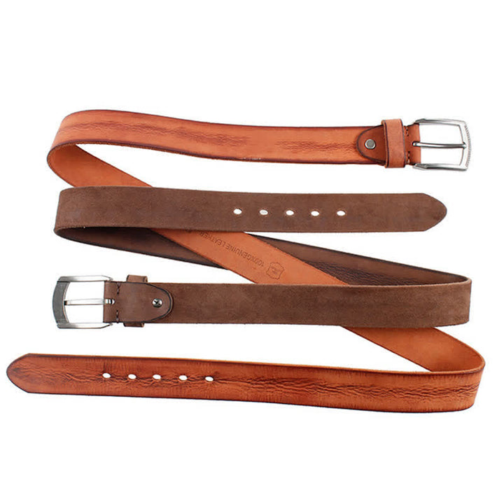 Cintura da uomo in pelle lavata con strato superiore in pelle bovina vintage - image 5