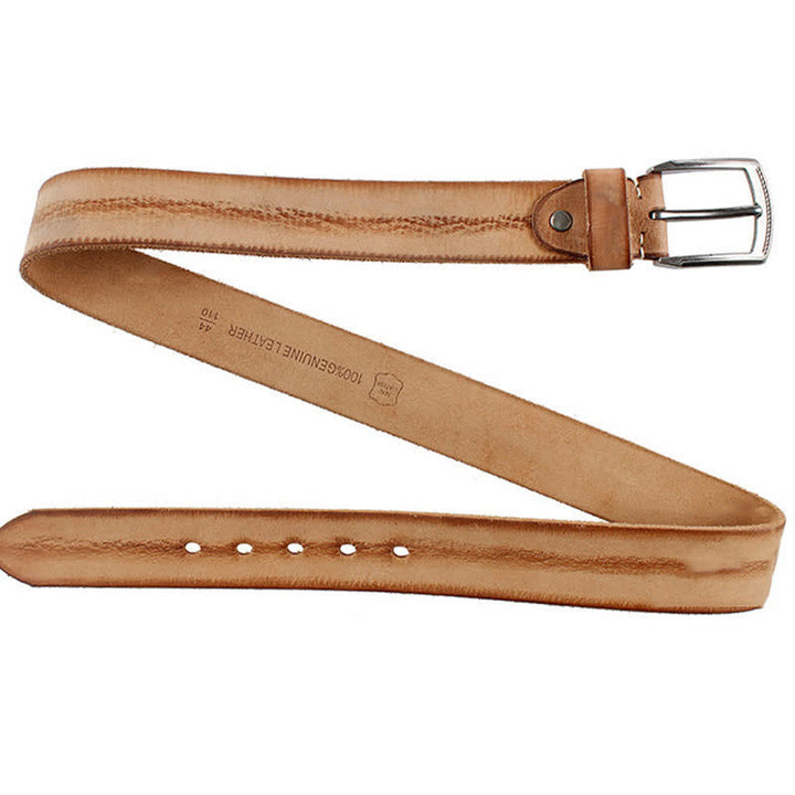 Cintura da uomo in pelle lavata con strato superiore in pelle bovina vintage - image 11