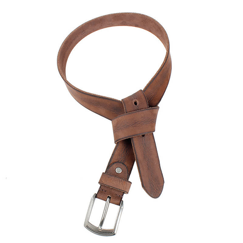 Cintura da uomo in pelle lavata con strato superiore in pelle bovina vintage - image 4