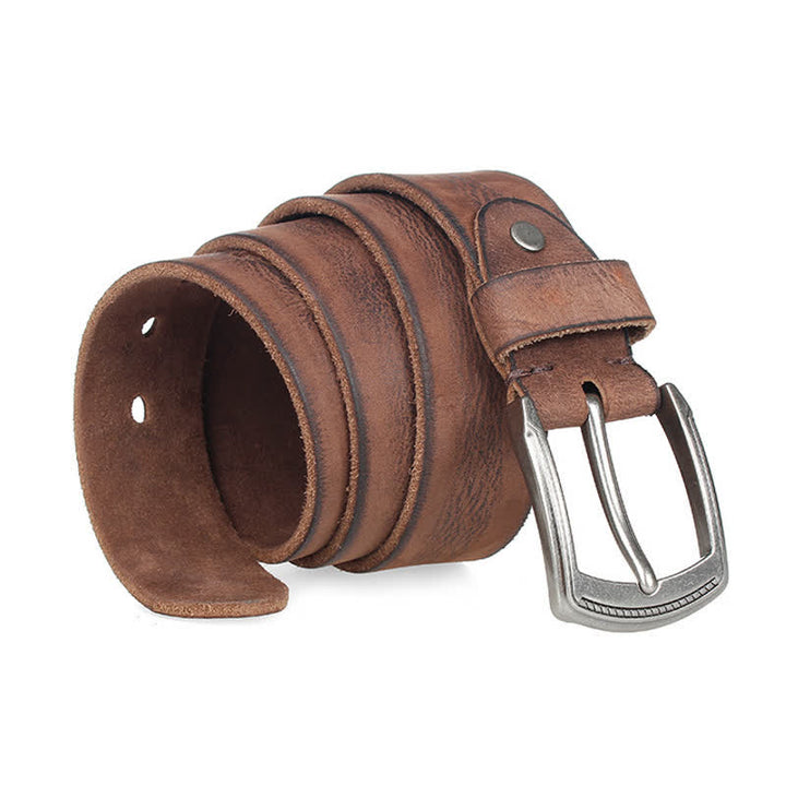 Cintura da uomo in pelle lavata con strato superiore in pelle bovina vintage - image 0
