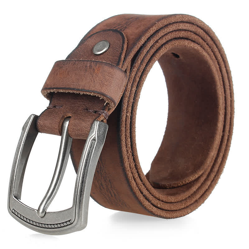 Cintura da uomo in pelle lavata con strato superiore in pelle bovina vintage - Caffè - 44 - image 1