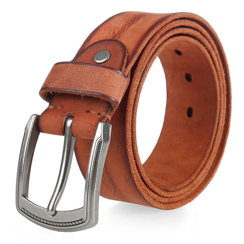 Cintura da uomo in pelle lavata con strato superiore in pelle bovina vintage - Arancia - 44 - image 13