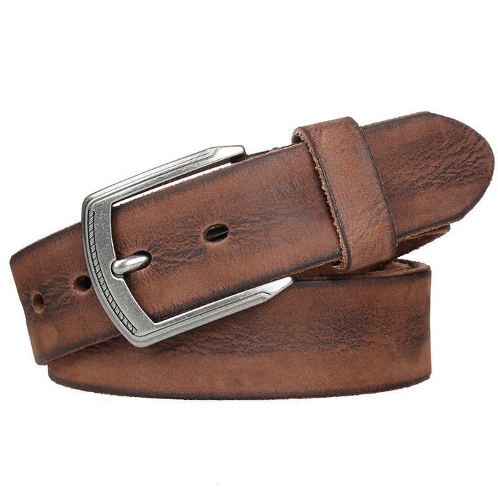 Cintura da uomo in pelle lavata con strato superiore in pelle bovina vintage - image 2