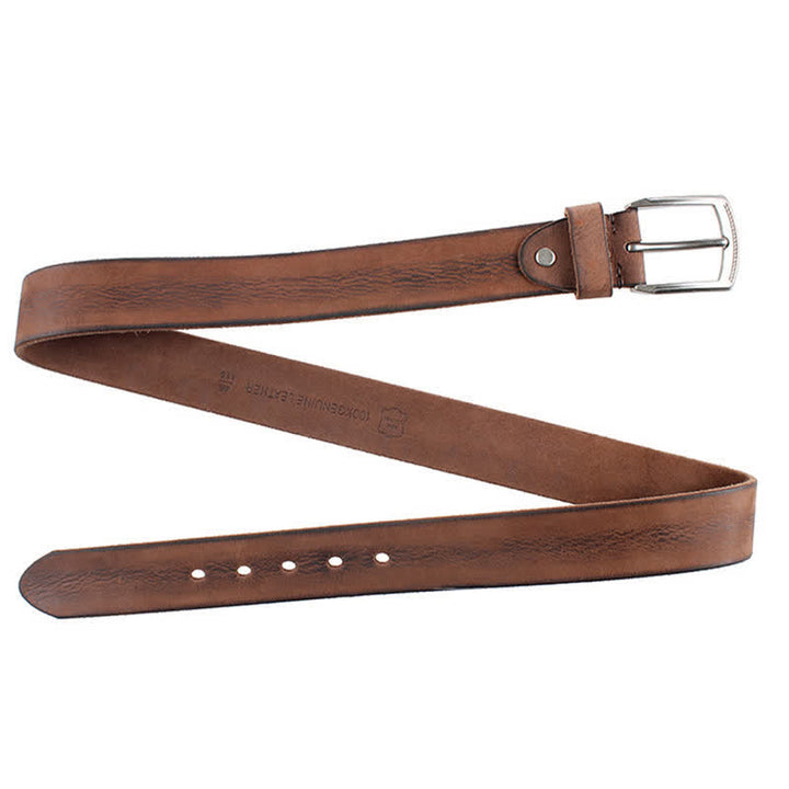 Cintura da uomo in pelle lavata con strato superiore in pelle bovina vintage - image 3