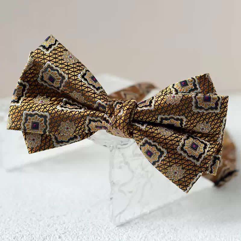 Papillon da uomo con fazzoletto stampato vintage a doppio strato - Stile n. 6 - Papillon - image 15
