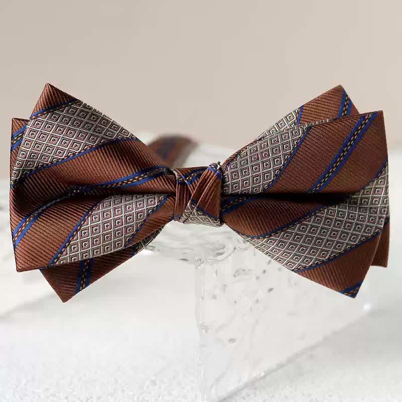 Papillon da uomo con fazzoletto stampato vintage a doppio strato - Stile n. 2 - Papillon - image 6