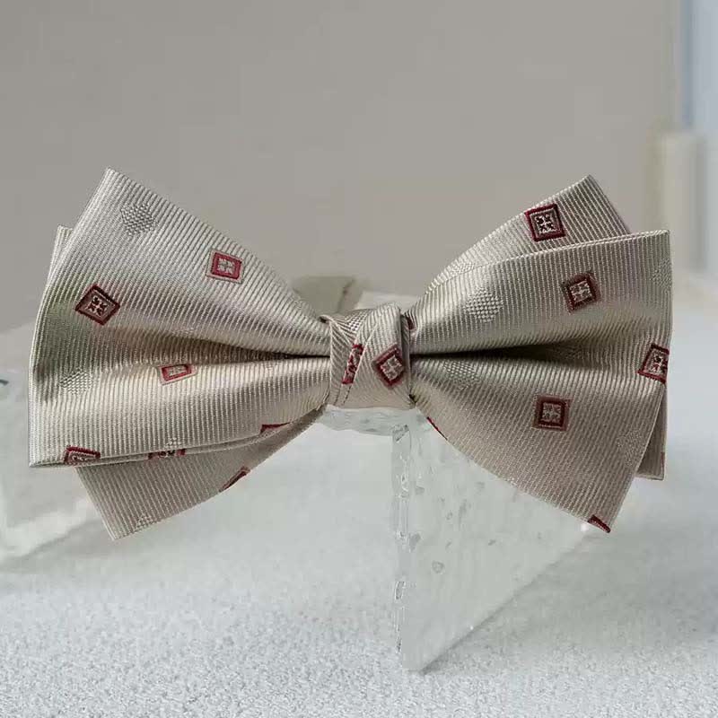 Papillon da uomo con fazzoletto stampato vintage a doppio strato - Stile n. 3 - Papillon - image 9