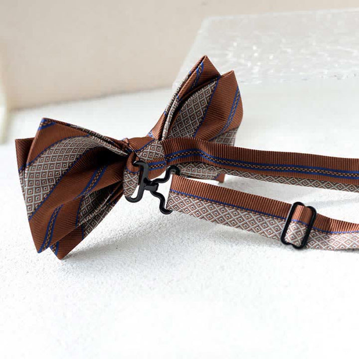 Papillon da uomo con fazzoletto stampato vintage a doppio strato - image 7