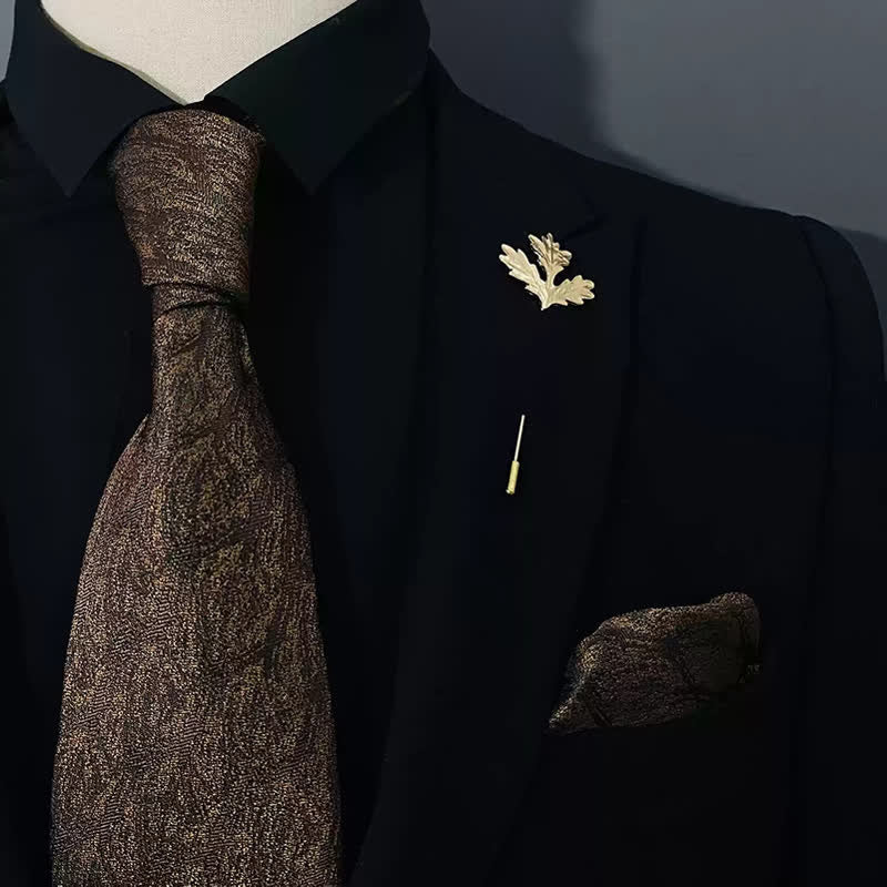 Set di 2 fazzoletti da uomo con imitazione dorata e marrone - Oro e marrone - image 0