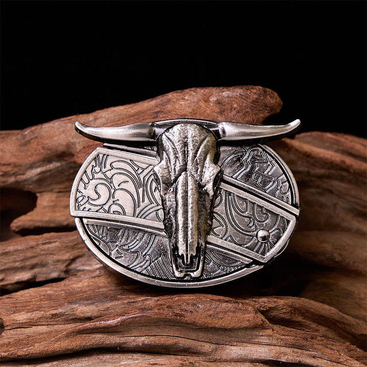 Fibbia per cintura fai da te con coltello nascosto a forma di mucca western con set di anelli per tori - image 4