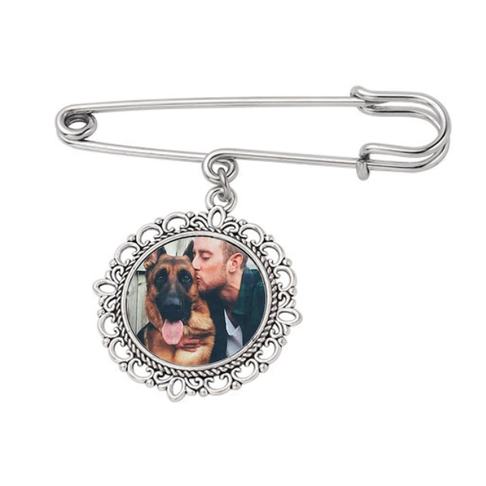 Spilla personalizzata con foto, spilla rotonda in acciaio inox - Argento - Una foto - image 1
