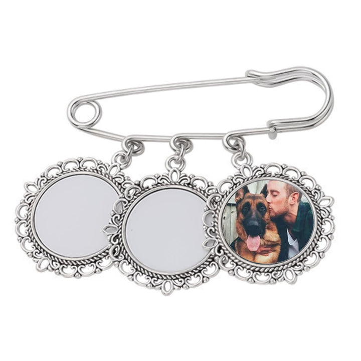 Spilla personalizzata con foto, spilla rotonda in acciaio inox - Argento - Tre foto - image 3