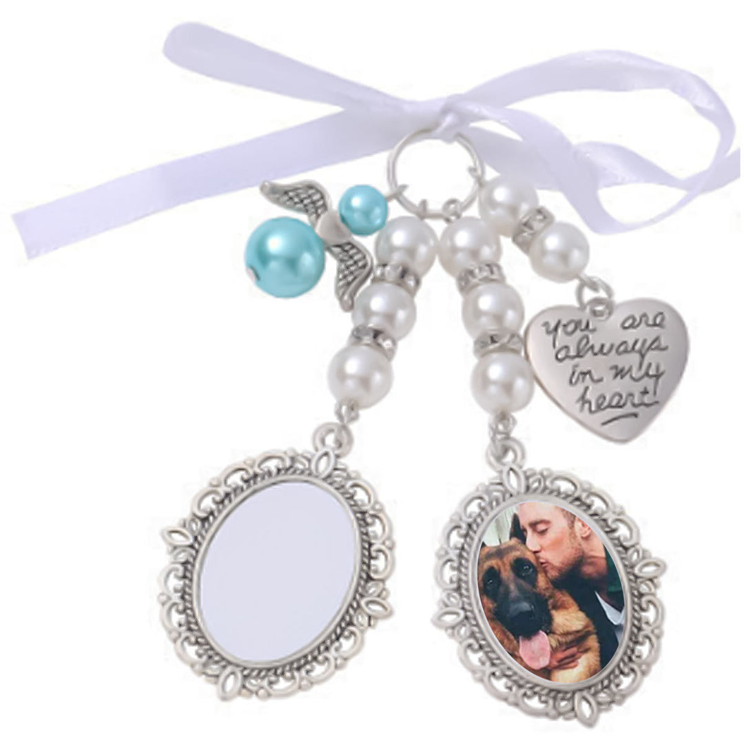 Portachiavi con foto e testo personalizzati, ciondolo con bouquet da sposa - Argento - Due foto - image 6