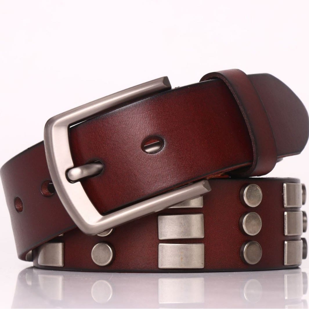 Cintura in vera pelle per uomo con rivetti punk - image 6
