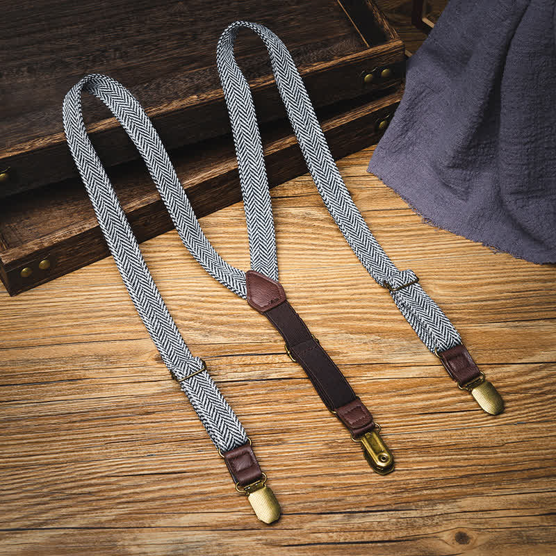 Bretelle elastiche a spina di pesce in stile britannico vintage per bambini - Grigio - image 3