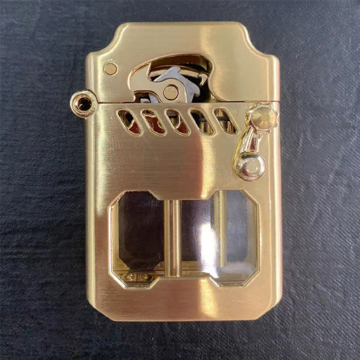 Accendino a cherosene ricaricabile con bilanciere e serbatoio dell'olio trasparente retrò - Oro - image 13