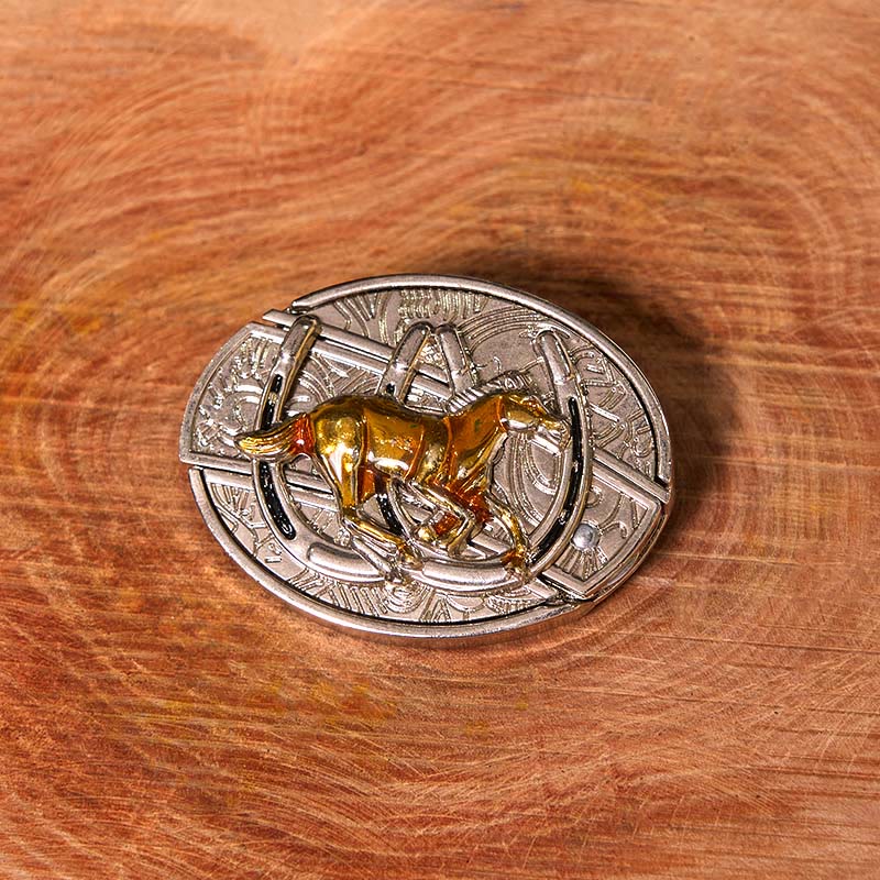 Cintura in pelle con fibbia western fai da te a forma di U con coltello nascosto a forma di cavallo - image 1