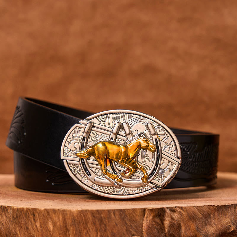 Cintura in pelle con fibbia western fai da te a forma di U con coltello nascosto a forma di cavallo - Cintura con aquila in rilievo nera - 42 - image 3
