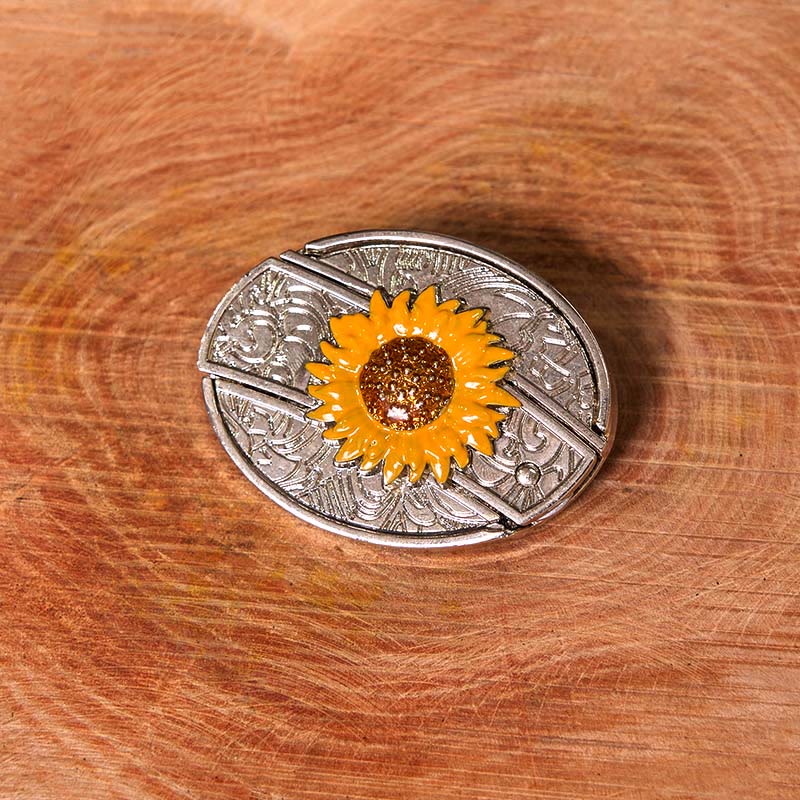 Cintura in pelle con fibbia western fai da te con coltello nascosto a forma di girasole colorato da uomo (in pre-vendita) - image 1