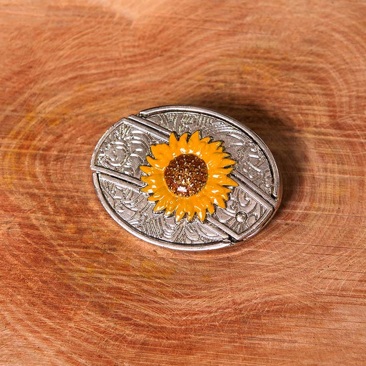 Cintura in pelle con fibbia western fai da te con coltello nascosto a forma di girasole colorato da uomo (in pre-vendita) - image 1