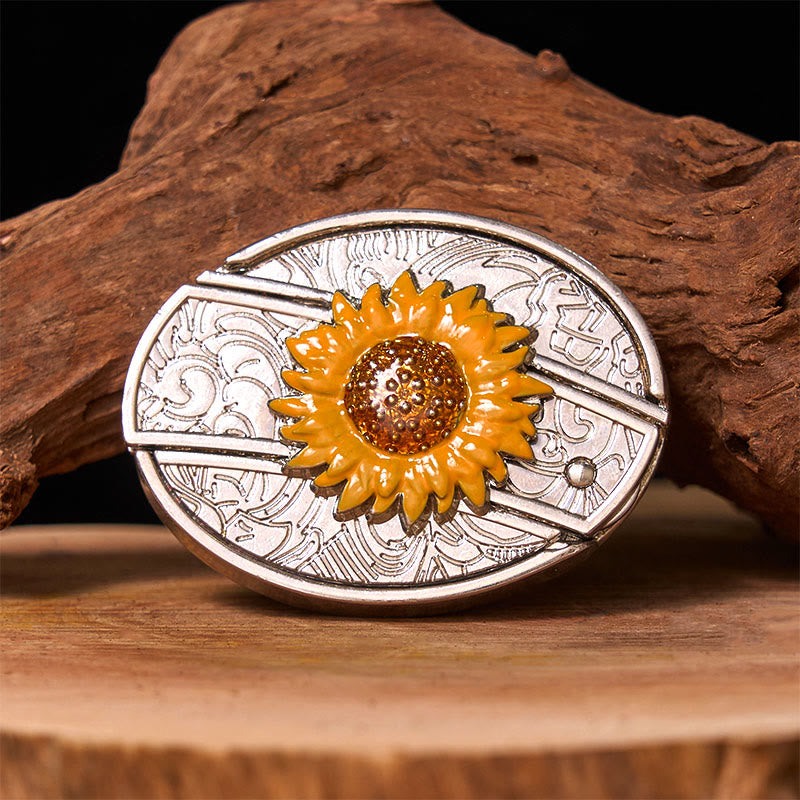 Cintura in pelle con fibbia western fai da te con coltello nascosto a forma di girasole colorato da uomo (in pre-vendita) - Senza cintura - Cintura non inclusa - image 0