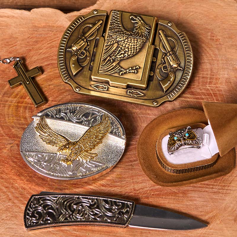 Set di fibbia per cintura fai da te Flying Eagle con coltello nascosto e anello a forma di gufo - image 3