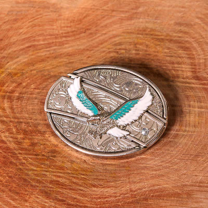 Cintura in pelle fai da te da uomo con coltello pieghevole nascosto Flying Eagle blu e bianco - image 1
