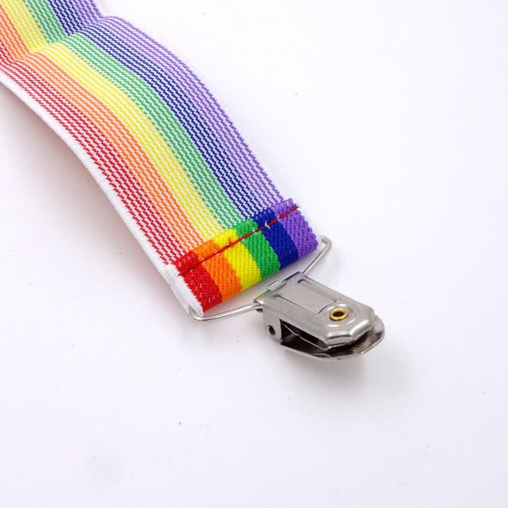 Bretelle regolabili con cinturino a strisce colorate arcobaleno a 3 clip - image 7