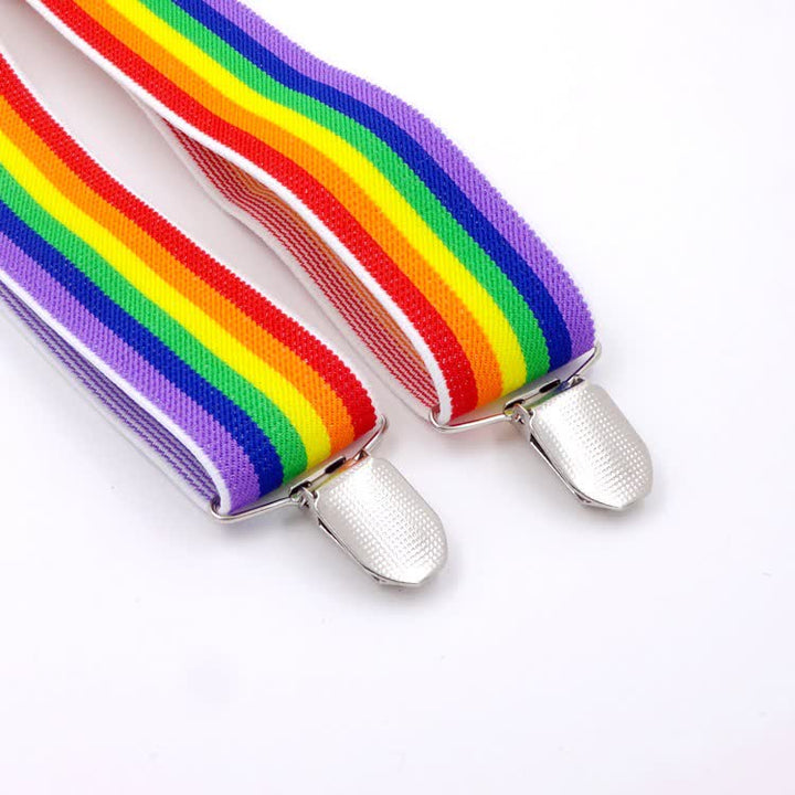 Bretelle regolabili con cinturino a strisce colorate arcobaleno a 3 clip - image 5