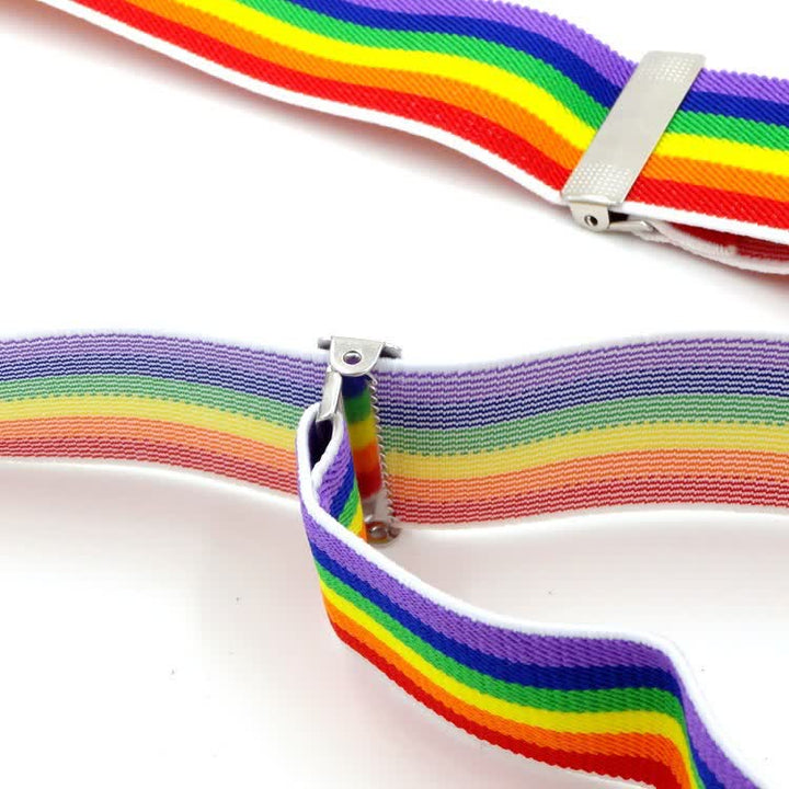Bretelle regolabili con cinturino a strisce colorate arcobaleno a 3 clip - image 4