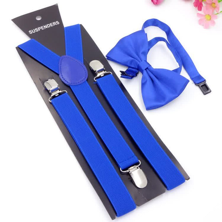 2 pezzi papillon tinta unita 3 clip set bretelle regolabili - Reale - image 16
