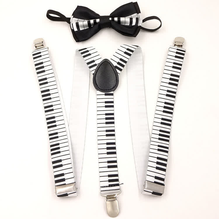 2 pezzi modello pianoforte musica papillon 3-clip set bretelle regolabili - image 1