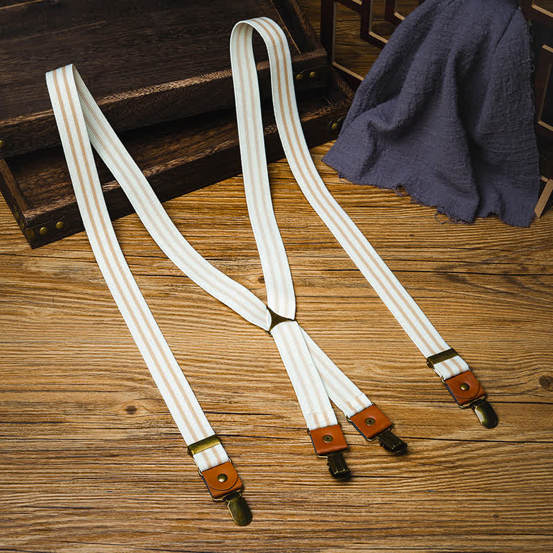 Bretelle elastiche a X con strisce bianche pulite - Bianco - image 0