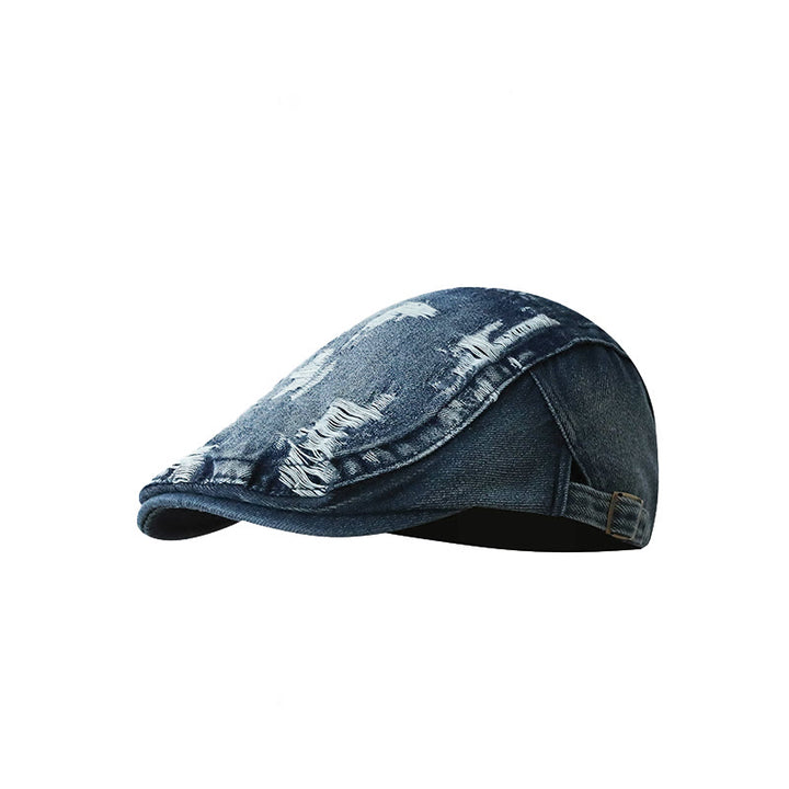 Berretto piatto da baseball in denim lavato strappato - Blu scuro - Regolabile (circa 21 5/8"-23 1/4") - image 0