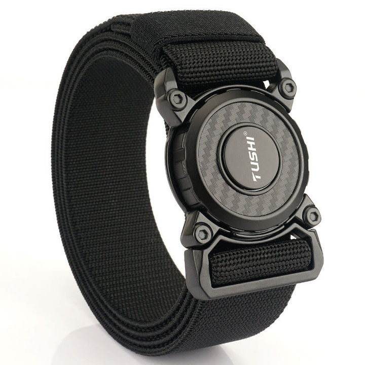 Cintura tattica da uomo con fibbia rotonda e sgancio rapido elastico - Nero - 44 - image 0
