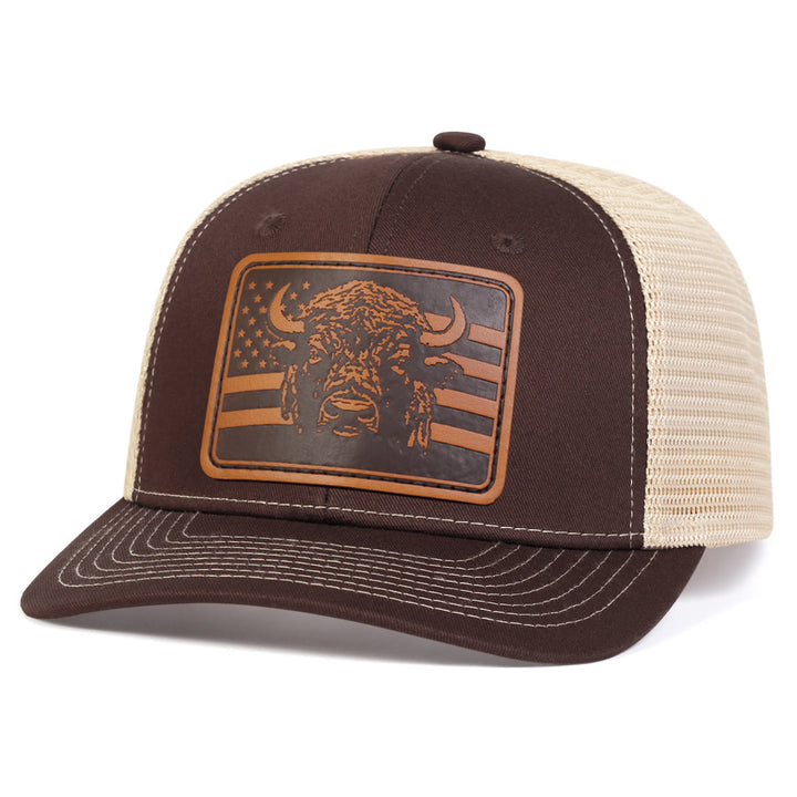 Cappello da camionista regolabile con bandiera a testa di toro - Marrone - Regolabile (circa 22"-23 5/8") - image 3
