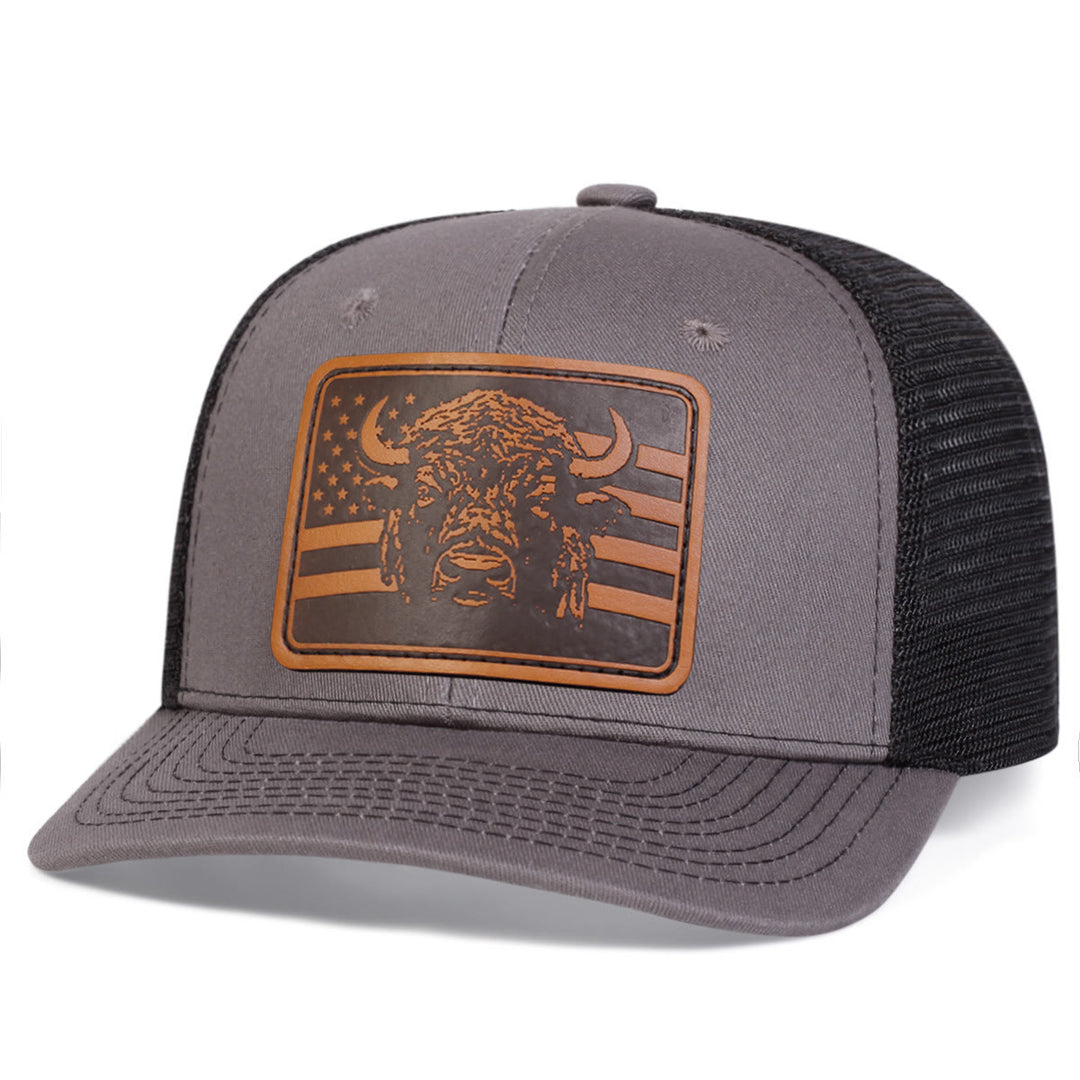 Cappello da camionista regolabile con bandiera a testa di toro - Grigio - Regolabile (circa 22"-23 5/8") - image 4