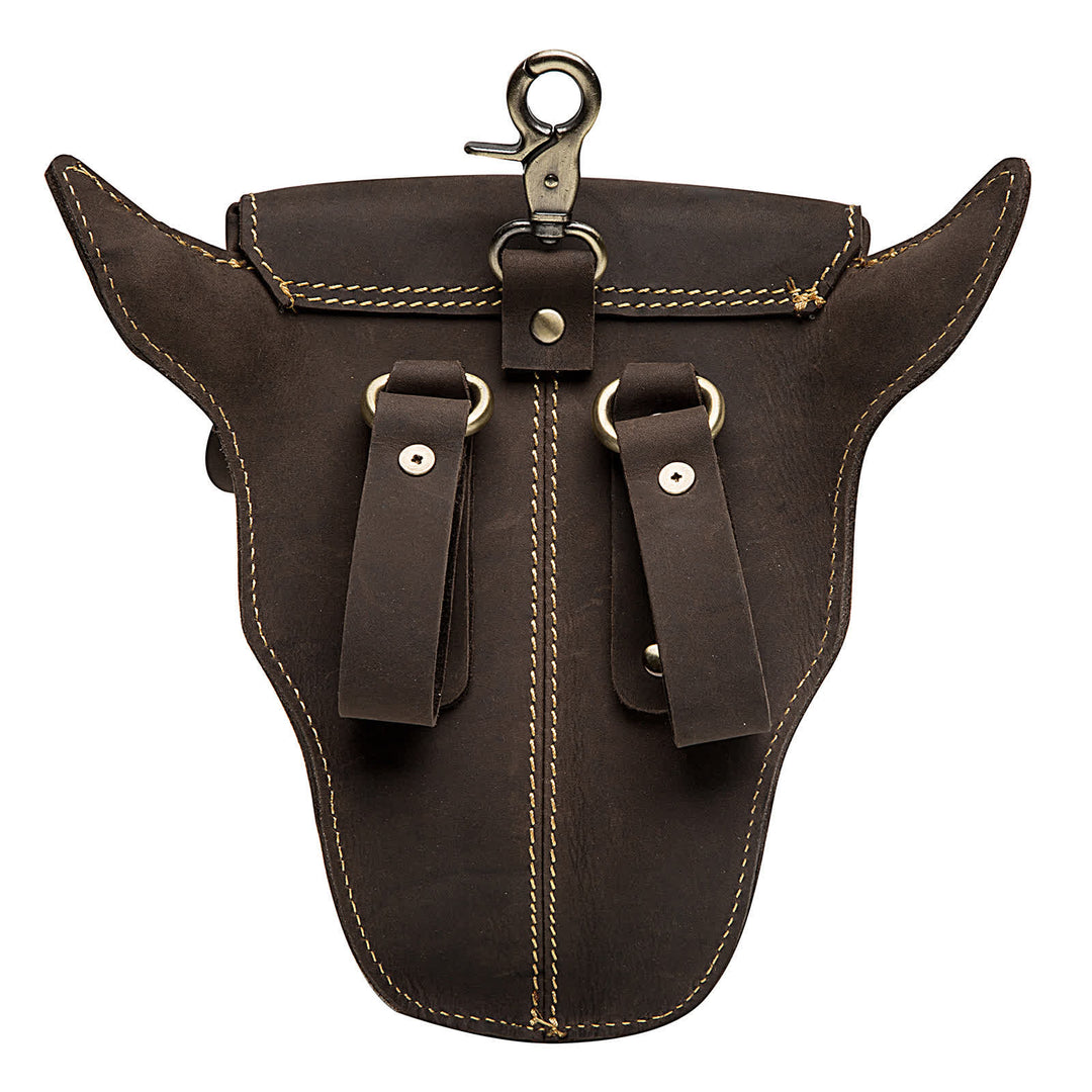 Borsa a tracolla in vera pelle di cavallo pazzo con testa di mucca - image 6