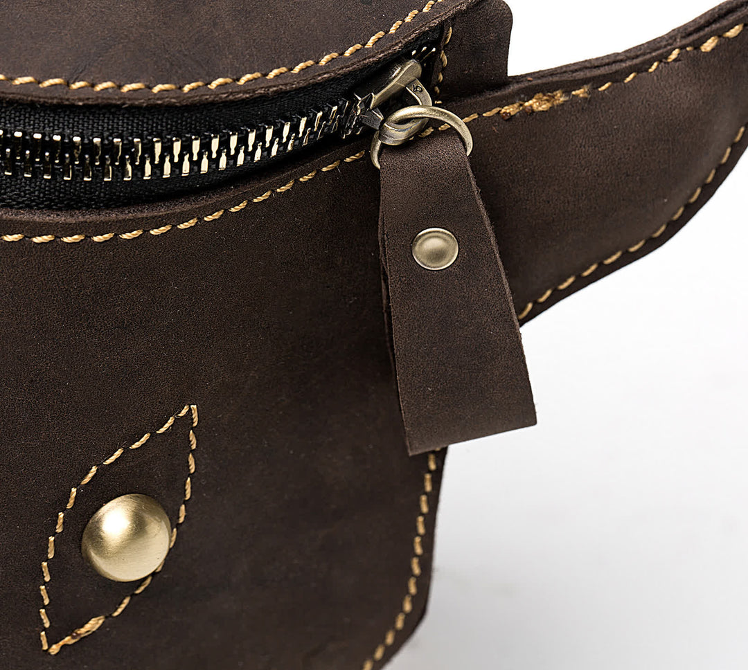 Borsa a tracolla in vera pelle di cavallo pazzo con testa di mucca - image 11