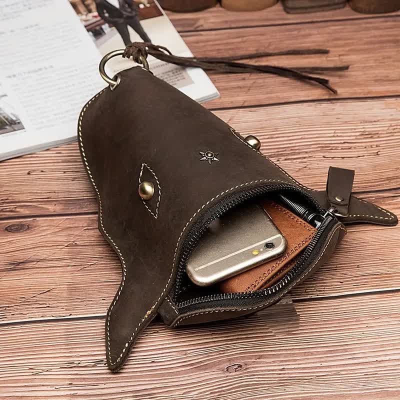 Borsa a tracolla in vera pelle di cavallo pazzo con testa di mucca - image 1