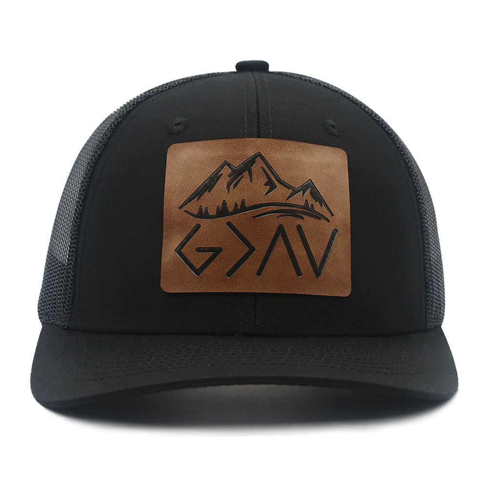 Cappello da camionista regolabile "Dio è più grande degli alti e bassi" - Nero - Regolabile (circa 22"-23 5/8") - image 0