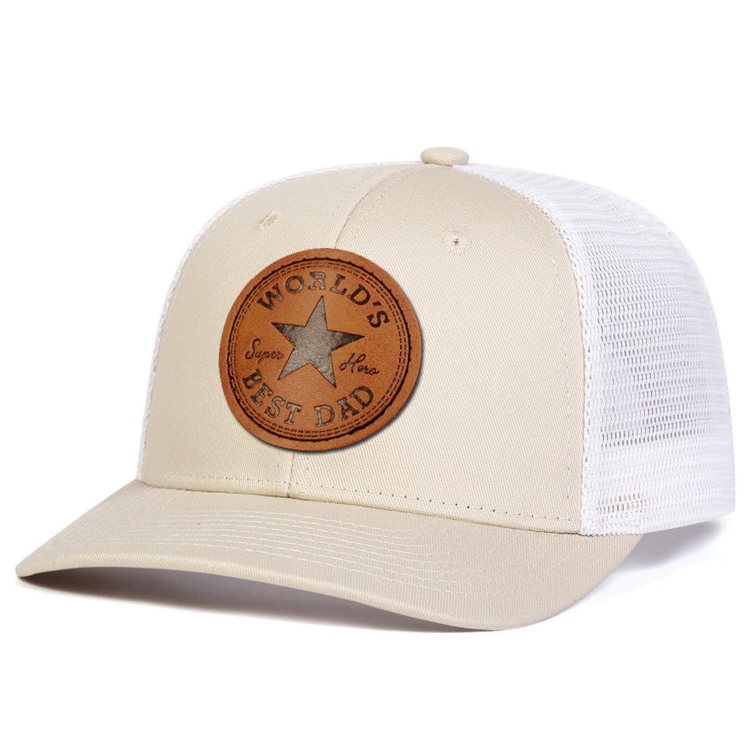 Cappello da camionista regolabile da uomo World's Best Dad - Cachi+Bianco - Regolabile (circa 22"-23 5/8") - image 5