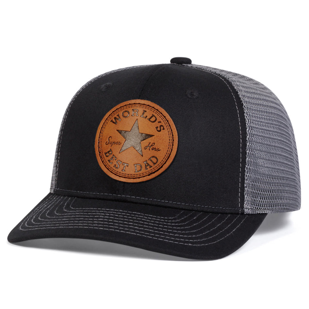 Cappello da camionista regolabile da uomo World's Best Dad - Nero+Grigio - Regolabile (circa 22"-23 5/8") - image 7