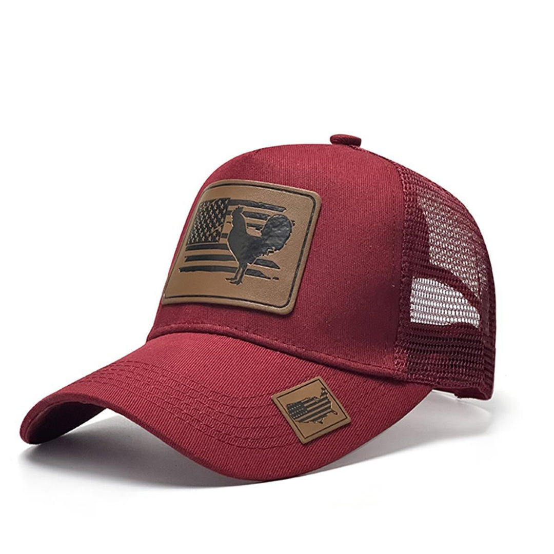Cappello da camionista regolabile da uomo con scritta "Farm Cock And Flag" - Rosso - Regolabile (21 1/4"- 22 7/8") - image 5