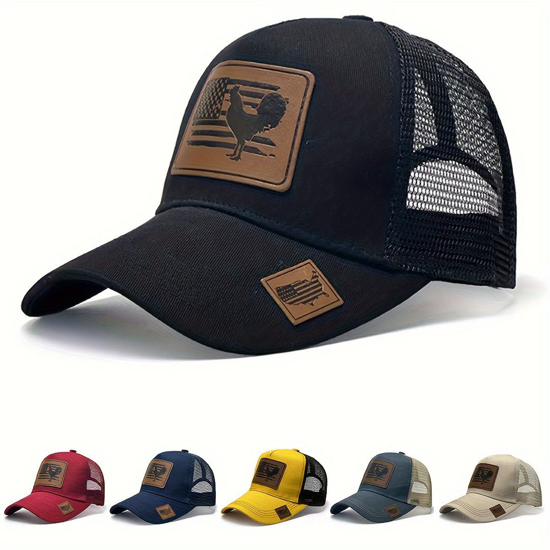 Cappello da camionista regolabile da uomo con scritta "Farm Cock And Flag" - Nero - Regolabile (21 1/4"- 22 7/8") - image 0