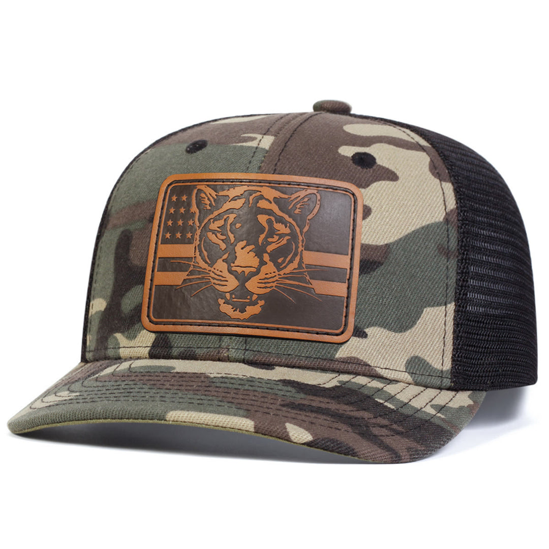 Cappello da camionista regolabile da esterno con bandiera a testa di tigre - Colore mimetico - Regolabile (circa 22"-23 5/8") - image 5